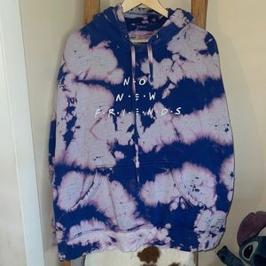 No New Friends Distressed Tie-dye Hoodie